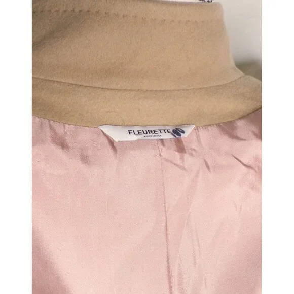 🆕FLEURETTE Dawn Wool Stand Collar Car Coat Camel Tan 10 - Picture 15 of 16